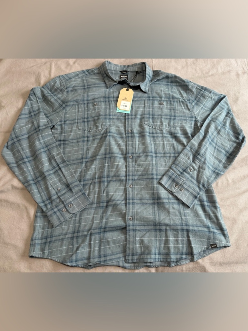 PRANA Dolberg Flannel Shirt Button Down Long Sleeve  Men’s XXL New With Tags